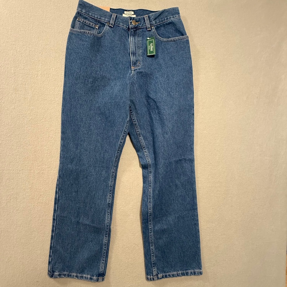 NWT L.L. Bean Original Fit Straight Leg Denim Blue Jeans‎ Women Size 10 Reg